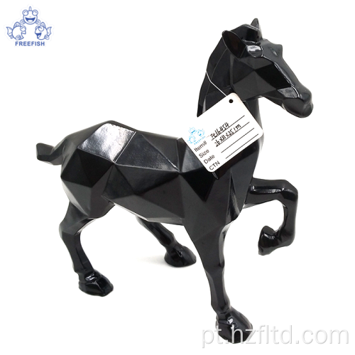 Estátua de cavalo de resina preta geométrica moderna